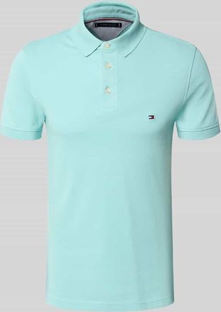 Tommy Hilfiger Slim Fit Poloshirt aus Baumwoll-Elasthan-Mix in Helltuerkis, Größe XXXL