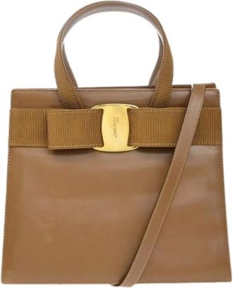 Ferragamo Pre-owned Handbags, female, Brown, Size: ONE SIZE Pre-owned Handbag