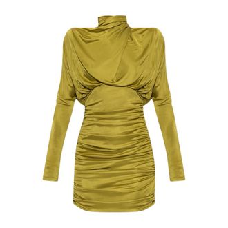 Balmain Abito Corto Drappeggiato - - Dresses - Donna - Verde - 2XS