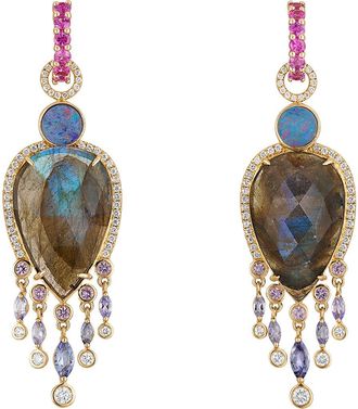 Eden Presley Stone & Diamond Huggie Hoop Earring Charms in Gold/Pink at Nordstrom