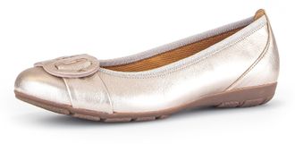Gabor Ballerina GABOR, Damen, Gr. 37, gold (goldfarben), Glattleder, metallic, Schuhe Ballerina, flache Schuhe, Slipper mit Hovercraft Luftkammern-Laufsohle