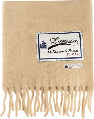 Lanvin Winter Scarves, female, Beige, Size: ONE SIZE Signature Fringed Wool Scarf