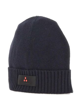 Peuterey Silli05 ribbed logo-patch beanie - unisex - Viscose/Polyamide/Wool/Cashmere - M - Blue