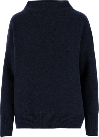 Vince Dark Navy Cashmere Turtleneck Sweater with Ribbed Accents