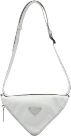 Prada Pre-owned Vintage Saffiano Shoulder Bag - Dames - Vintage Schoudertas - Wit - ONE Size - Leer - Vintage