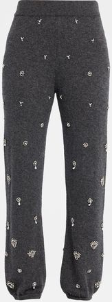 SIMKHAI Kandace Embellished Wool-Cashmere Pants