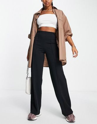 Vero Moda pleat front wide leg pants in black