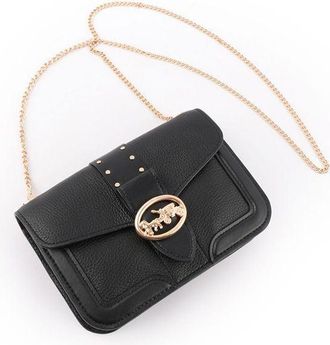 Coach Womens Crossbody Bag Gold-Black Leather Crossbody-bags