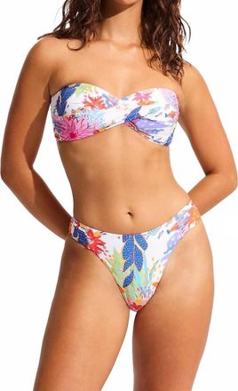 Seafolly Under The Sea Twist Bandeau Bikini Top In White