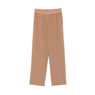 Le Tricot Perugia Pantaloni con vita elasticizzata e risvolto - - Trousers - Donna - Marrone - M