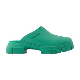 Ganni Gr&uuml;n recycelte Gummi -Retro -Maultiere