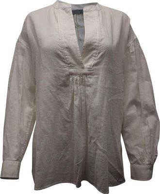 Vince Long Sleeve Blouse in White Cotton