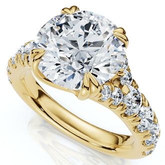 Pompeii3 Certified 4Ct Vivian Diamond Engagement Round Diamond Ring 14k Gold Lab Grown