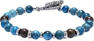 Eye Candy Los Angeles Mens Sebastian Agate Beaded Bracelet in Teal at Nordstrom Rack