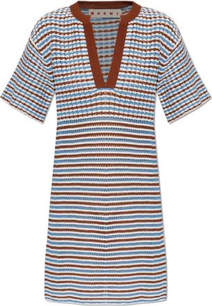 Marni Striped Pattern Dress - Dames - Korte kleedjes - Veelkleurig - XS - Katoen - Kleedjes