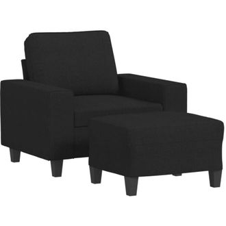 vidaXL Sill&oacute;n Con Taburete Tela Negro 60 Cm Vidaxl