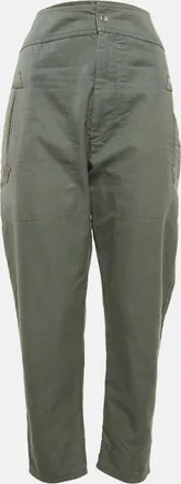 Isabel Marant Green Cotton Tapered Raluniae Trousers S