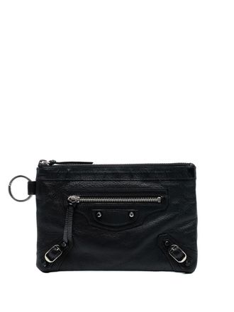 Balenciaga Pouch Motocross Classic Clip in pelle di agnello con zip 2014 - Nero