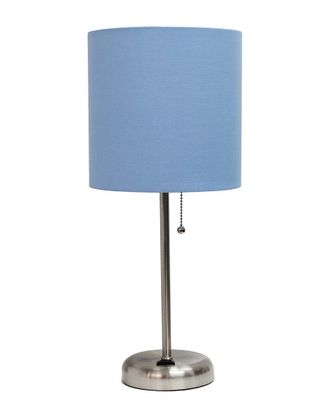 Lalia Home Creekwood Home Oslo 19.5 Contemporary Bedside Power Outlet Base Standard Metal Table Desk Lamp