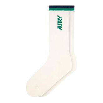 Autry Calcetines de Jacquard con Logo a Rayas - Sport - Hombre - Blanco - M