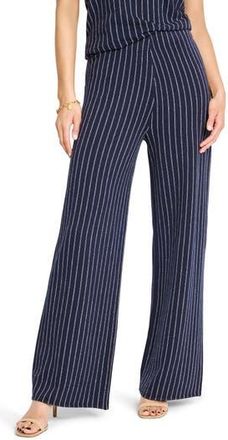 Nic+Zoe Destination Stripe Wide Leg Knit Pants in Indigo Multi at Nordstrom Rack, Size Petite P