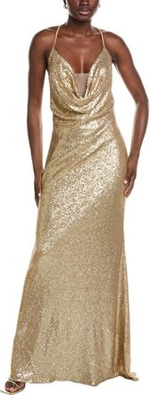 Rene Ruiz Draped Cowl Neckline Gown