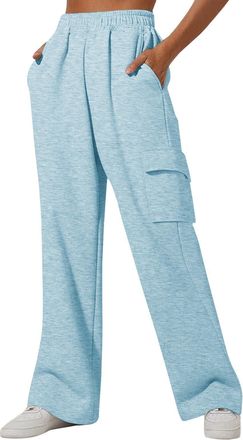 Generic Women Activewear,Womens Wide Leg Sweatpants Casual Jogger Pants Straight Leg Baggy Elastic High Waisted Sport Yoga Pant Plain Loose Tracksuit Bottoms 