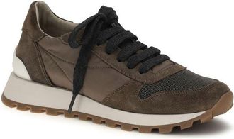 Brunello Cucinelli Womens Brown Calf Leather Bos Taurus Athletic Sneakers