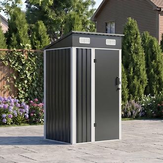 Living and Home 4 x 3FT Quick Assembly Metal Garden Storage Shed with Lockable Door in Black