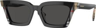 Burberry Vintage Zwarte Zonnebril BE 4392U - Dames - Zonnebrillen - Zwart - 52 MM - Accessoires