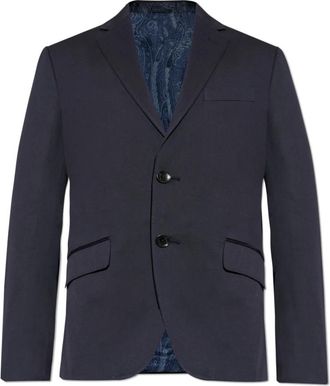 Etro Turtleneck Jas Met Zakken - Heren - Blazers - Blauw - L - Katoen - Jassen