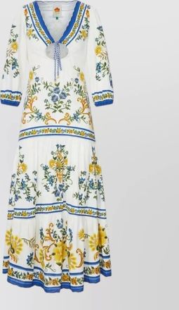 Farm Rio floral print v-neck drawstring tiered midi dress