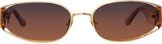 Linda Farrow SHELBY LFL1157 C6 Mens Sunglasses Gold Size 62