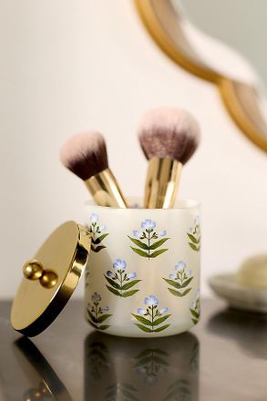 Anthropologie Flower Glass Bath Canister
