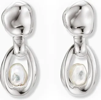 Agmes Sacha Sterling Silver Pearl Earrings - One Size