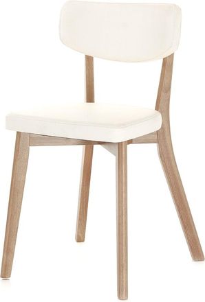 Oresteluchetta Juego 2 sillas madera roble, asiento cuero blanco 80x47x45 cm comedor