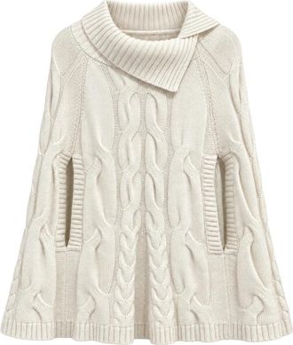 Nenette Mantella - Dames - Ponchos - Beige - S - Wol - Jassen