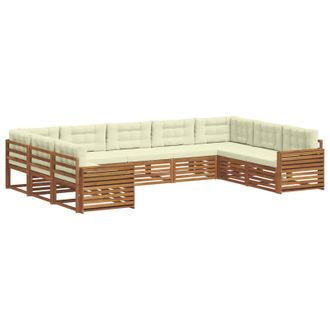 vidaXL Conjunto De Sof&aacute;s De Exterior 9 Uds. Natural Y Crema Vidaxl