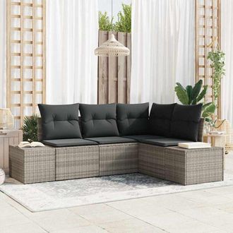 vidaXL Vidaxl - Conjunto De Sof&aacute; De Jard&iacute;n Con Coj&iacute;n 4 Pcs Gris Claro