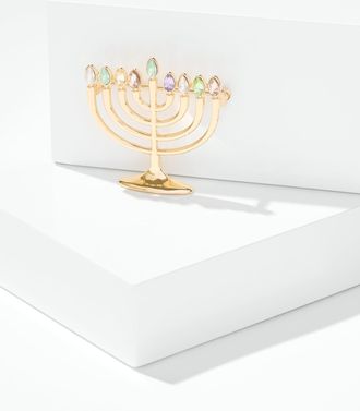 Talbots Modern Menorah Brooch - Multi/Gold - 001 Talbots