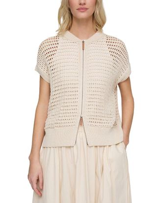 Lafayette 148 New York Open Stitch Zip Front Sweater