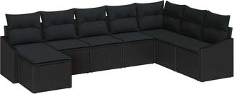 vidaXL Conjunto De Sof&aacute; De Jard&iacute;n 8 Pcs Negro Rat&aacute;n Sint&eacute;tico Vidaxl