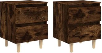 vidaXL Vidaxl - Bed Cabinets with Solid Wood Legs 2 pcs Smoked Oak 40x35x50 cm