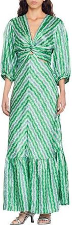 Sandro Agnetta Maxi Dress in Vert /Marine at Nordstrom Rack, Size 1 (Fits Like 2-4 Us) / 36 Eu