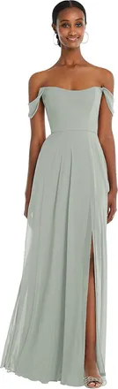 After Six Off-the-Shoulder Basque Neck Maxi Dress with Flounce Sleeves