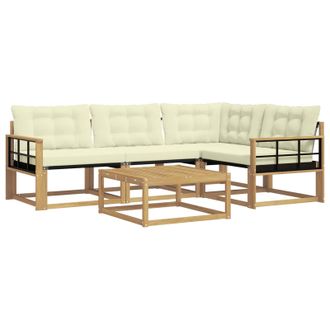 vidaXL Conjunto De Sof&aacute;s De Exterior 5 Pcs Blanco Y Crema Vidaxl