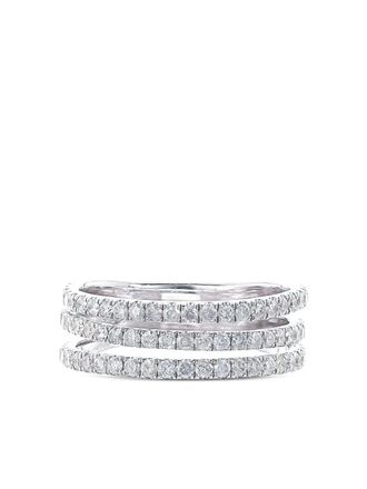 Loree Rodkin 14K white gold diamond triple band ring - women - 14kt White Gold - 7 3/4 - Silver