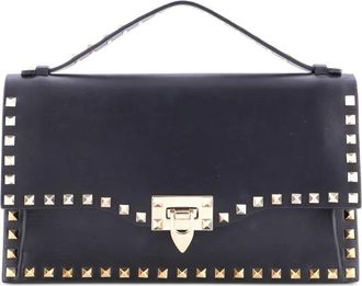 Valentino Garavani Rockstud Flip Lock kleine leren tas met handvat - Zwart