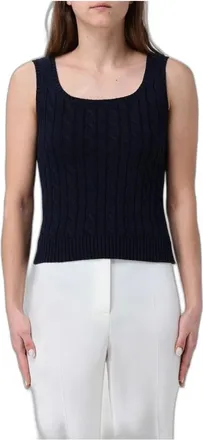 Ralph Lauren Top a trecce con scollo rotondo - - Tops - Donna - Blu - S