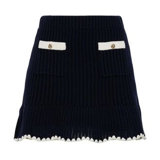 Self Portrait Short Skirts, female, Blue, M, Contrast Border Mini Skirt